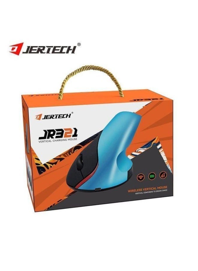 جيرتك ماوس Jertech JR321 عمودي لاسلكي قابل لإعادة الشحن، تصميم مريح لتقليل إجهاد اليد والمعصم، نقرة صامتة، دقة 1600 DPI، مثالي للعمل المكتبي والاستخدام اليومي - Image 1